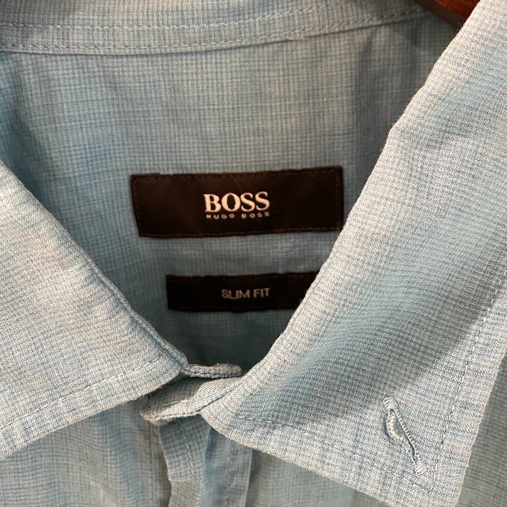Hugo Boss Slim Fit Lake Blue Short-sleeved Shirt